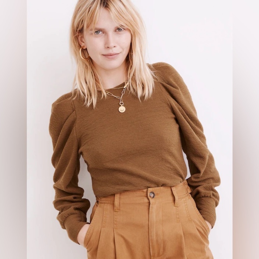 Madewell Pleated Statement-Sleeve Top Small